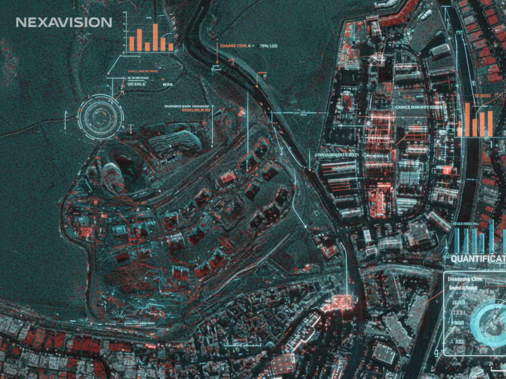 Satellite view of Earth with data overlays